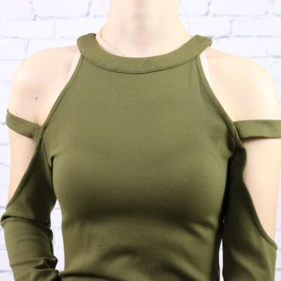 Tobi green cut out long sleeve mini dress c1 - Picture 6 of 9